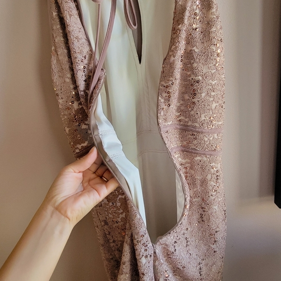 Excellent NW NightWay Black Sequined Lace Cocktail Party Formal Dress Size 10 - Picture 10 of 14